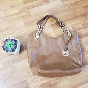 Michael Kors Lilly Napa Leather Bag Brown Walnut